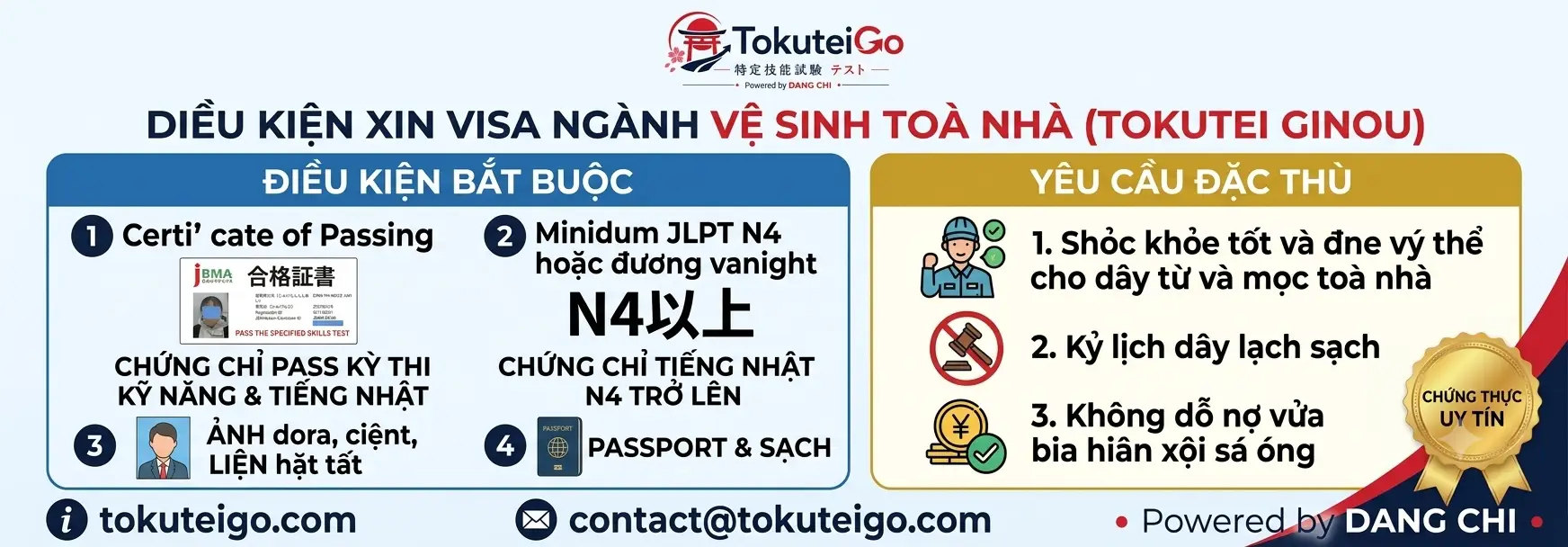 điều kiện xin visa tokutei gino vệ sinh toà nhà
