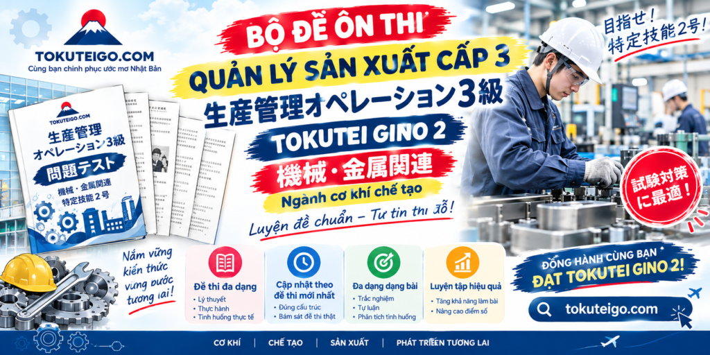Đề thi thử Quản lý sản xuất cấp độ 3 生産管理オペレーション3級